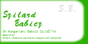 szilard babicz business card